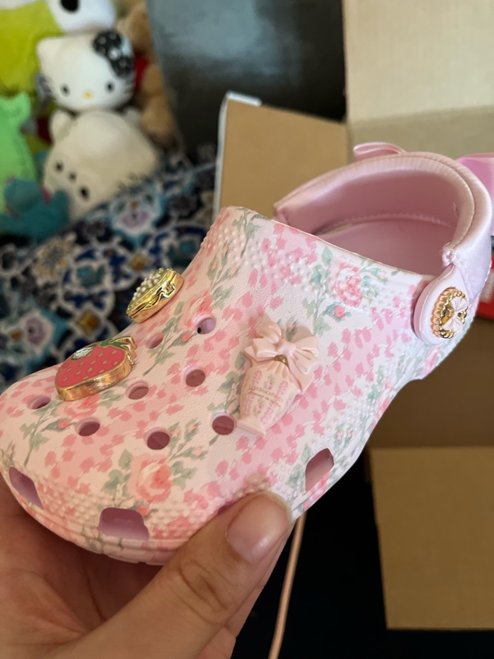 LoveShackFancy Kids Pink Floral Clog Sandal with Charms